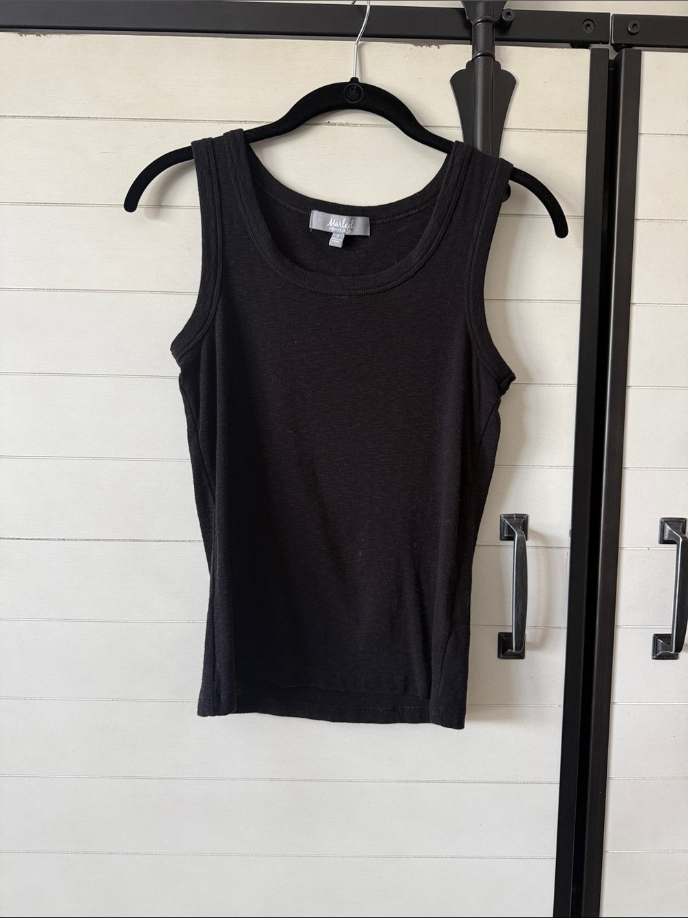 Marled Black Ribbed Sleek Tank Top